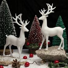 Charming Duo, Enchanting White Reindeer Figurines - Ideal For Christmas, Halloween, And Other Occasions - Versatile Home Decor For Living Room, Bedroom, And Kitchen