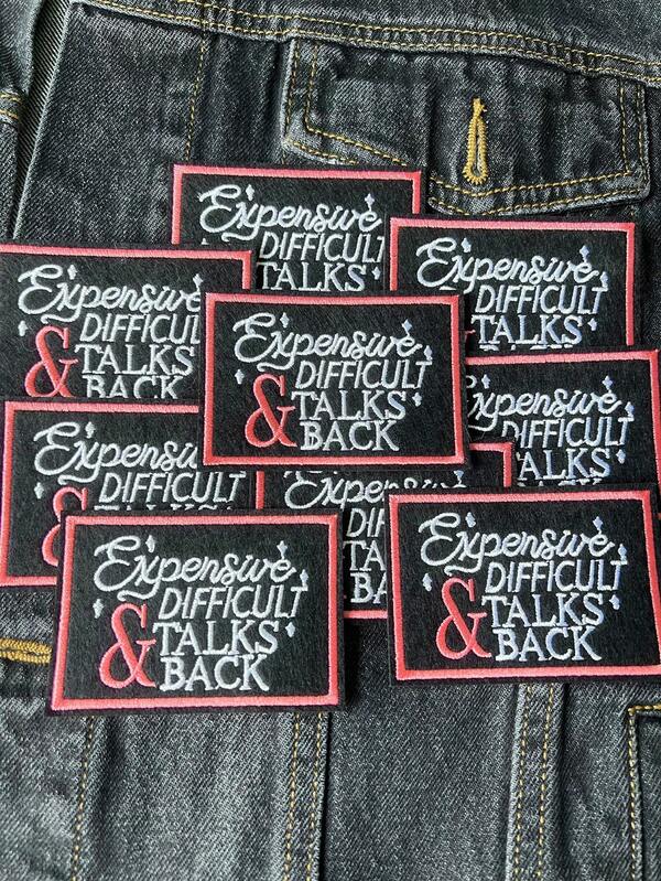 2 Stücke lustig bestickte Bügel-Aufnäher, "Teure schwierige Gespräche" Aufnäher, süße Bügel-/Näh-Applikations-Aufnäher für Trucker Caps, Jeans, Hemden, Jacken und Taschen, lässige Bekleidung & Accessoires