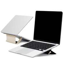 Laptop Stand For Desk, Adhesive Airflow Laptop Cooling Stand For Heat Dissipation With 2 Adjustable Viewing Angles,Foldable&Portable Computer Stand Compatible With Laptops 11inch-16inch,Earthen Beige{Inchcolor_nameinch:InchEarthenBeigeinch,Inchsize_nameinch:InchAdhesiveVersion-AirFlowinch} - 土褐色 - 查看 1