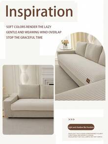 1 chiếc đệm ghế sofa vải nỉ dày màu trơn, kiểu dáng thân thiện với thú cưng, chống bẩn, chống trượt, tấm bảo vệ ghế sofa chống trầy xước mùa thu/đông, phù hợp cho ghế sofa kết hợp hình chữ L và ghế sofa 1/2/3/4 chỗ ngồi (Một chiếc) - Màu be - Xem 5