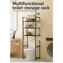 Heavy Duty Over Toilet Storage Shelf, 3-Tier No-Tool Bathroom Organizer With Hooks, Rust-Resistant Space Saving Corner Shelf