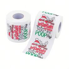 1/5-pak świątecznych rolek papieru toaletowego, z motywem Świętego Mikołaja, renifera i choinki, miękki papier, bezpyłowy, opakowanie zbiorcze, 2-warstwowy, do dekoracji świątecznych i na imprezy