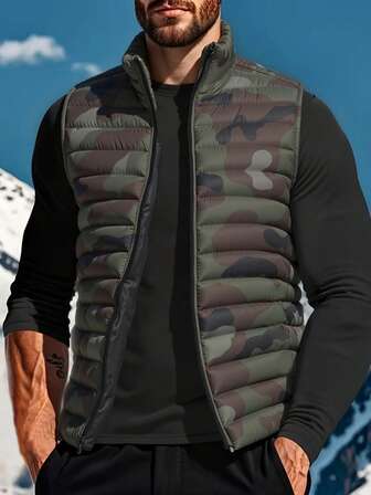Men's Waistcoat Jacket, Stylish Camouflage Jacket For Autumn And Winter, Suitable For Outdoor Daily Hiking, Running And Sports, Ideal Gift From Girlfriend To Boyfriend