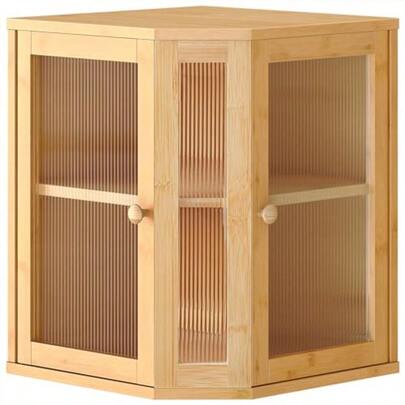 HOOBRO Bamboo Bread Box Kitchen Countertop Corner Bread Box Large Capacity 2Tier Bread Container Bread Storage Container With Dual Rippled Acrylic Doors For Kitchen Food Storage Natural YL12MB01