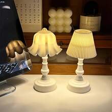 1 szt. Mini lampka biurkowa LED, dekoracja stołu do wnętrz, lampka nocna, mini lampa retro, lampa zmięta/lampa Lanling/mała lampa uliczna/lampa lotosowa/lampa kwiatowa, odpowiednia do dekoracji sypialni, stołu, domu, na imprezę, prezent urodzinowy i świąteczny - ciepłe białe światło - Zobacz 10