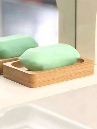 1 pieza/3 piezas Caja de jabón de bambú, Soporte de jabón antideslizante, Estante para jabón de encimera de baño, Caja de jabón con drenaje, Bandejas de jabón de bambú creativas para el baño