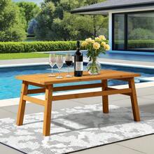 In/Outdoor 35-44in Farmhouse Side Wood Accent Coffee Table Patio - 35in-dark Brown - View 12