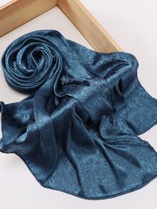 1pc Women's Rectangular Floral Textured Crinkled Satin Hijab Scarf For Dress - Multicolor - View 2