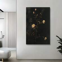 Framed Moody Flower Wall Art Vintage Floral Art Dark Academia Print Rustic Painting Elegant Botanical Artwork For Living Room Bedroom Office For Halloween, Christmas, Living Room, Room And Bathroom Decorations - 框架 - 查看 5