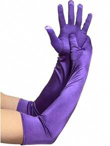 1 Pair Women's Opera Length Party Gloves, Stretch Satin Gloves For Cosplay, Sexy Evening Gowns, Wedding Dresses, 1920s Style Satin Bridal Gloves, 22 Inches/55cm - 55cm - View 18