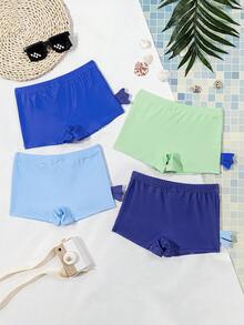 LARA VIVA Children's Swim Trunks Large Youth Printed Two-Tone Beach Party Pool Holidays Quick Dry Breathable High Elasticity 8-16 Years LARAVIVA - 薄荷藍 - 查看 5