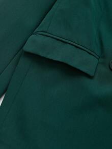 Minimalist Double-Breasted Casual Blazer - Green - View 4