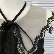 1 Stück einfarbiger, bestickter Poncho-Stil Bohemien abnehmbarer Kragen mit Krawatte für Frauen