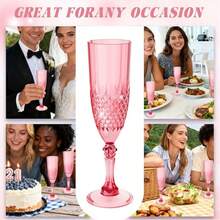 Plastic Champagne Flutes, 48PCS Red Wine Glasses Goblets Cups Reusable Flute, For Weddings Bachelor Parties Toasting And Events - 紅色 - 查看 4