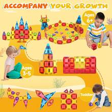 Mini Size Magnetic Building Blocks - STEM Toys Construction Set With DIY Magnetic Tiles, Learning Educational Magnet Toys, Random Colors For Birthday Gift - Multicolor - View 5