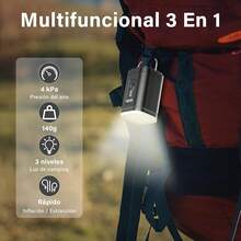 VOURTM Bomba de Aire Eléctrica, 3 En 1 Bomba de Aire Portátil con Luz de Camping, Inflado y Desinflado Rápido, Equipado con 5 Boquillas y 1200 mAh Batería,para Colchón Inflable,Flotador,Juguetes - Negro - Ver 11