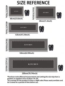 A High-Grade Line And Floral Patchwork Silicone Kitchen Mat With A Gradient Pattern, Cushioned And Anti-Fatigue, Quick-Drying And Non-Slip, Suitable For Kitchen, Bathroom, Entrance, Laundry Room, Etc. ,Room Decor - Dark Grey - View 5