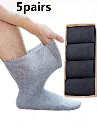 5 Pairs Diabetic Crew Socks - Extra Roomy Non-Binding Top, Elastic Opening For Easy On/Off - Neuropathy And Peripheral Nerve Care - Soft Breathable Fabric - Swollen Feet, Edema, Toe Bone - Elderly, Pregnant, Post-Surgery - Unisex - Everyday & Special Occasions - Value Pack, Elderly Footwear, Comfortable Fit, Durable Construction, Shoes, Elderly Care