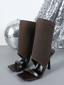 Women's Elegant Strap High Heel Sandals, Suitable For Commuting - Brown - View 2