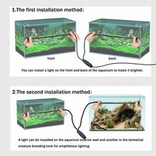 二合一 USB 双头照明灯，双色温两栖动物照明灯，可调光定时器，3 种照明模式，吸盘夹固定在水族箱外部，不防水，适用于室内两栖动物和鱼缸照明（鱼、龟、变色龙、蜥蜴） - 黑與白 - 查看 5