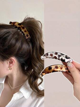 2个香蕉夹垂直夹马尾夹，豹纹发夹，高马尾夹，扭转夹，大号，优雅发夹，爪夹，发卡，发夹