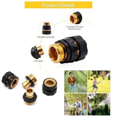 34 Inch Garden Hose Quick Connect Fittings, Quick Connect Hose Fittings With Gasket, Male And Female Quicks Release Hose Connector Adapter, 2 Set