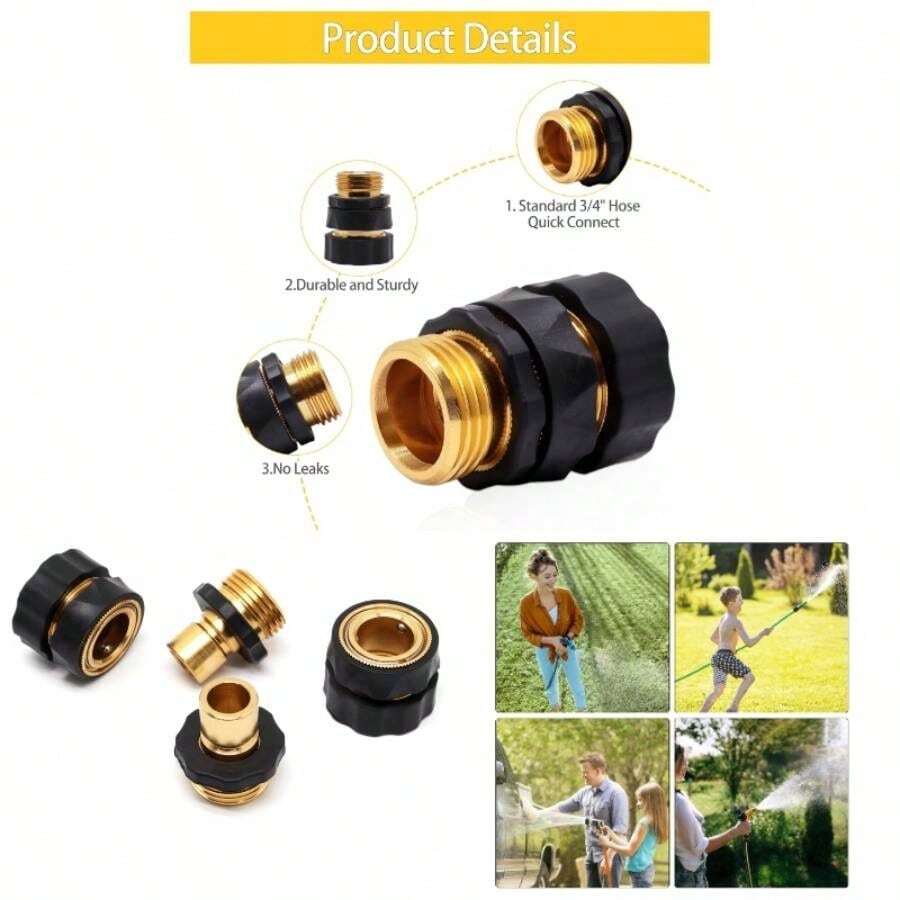 34 Inch Garden Hose Quick Connect Fittings, Quick Connect Hose Fittings With Gasket, Male And Female Quicks Release Hose Connector Adapter, 2 Set - 2 Set - View 1