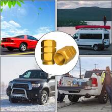 5個の六角アルミニウムロッドカバー付きWALWALメタルタイヤバルブキャップ、車、SUV、オートバイ、バイクにユニバーサル - 強化シールストリップと簡単な取り付け（ゴールド） - 1 - チェックする 4