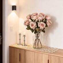 2/80PCS Artificial Single Rose Flowers Silk Bouquets Fake Plants For Spring Wedding Vase For Home Dining Room Bedroom Decorations, Mother's Day Valentine's Day Festival Birthday Party Accessories, Outdoor Garden Decorations - Pink - View 6