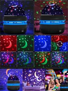 Starry Sky Projection LED Lights, Multi-Colored Patterns With Remote Control, Stars, Moon And Romantic Starry Atmosphere,Crystal Cube LED Projection Lights, Both Great Bedside And Sleeping Lights, Galaxy Star Projector, Bedroom Night Light Projector - Multicolor - View 7