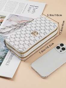 New Vintage Fashion Printed Women Wallet Korean Style Ladies Long Zipper Coin Purse Stylish Handheld Card Holder For Women Wallet Mini Wallet Purse Wallet Long Wallet Wristlet Wallet Wallet - 白色 - 查看 3