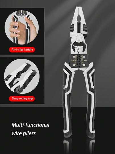Kìm đa năng 9 inch, Kìm dây thép, Kìm chéo, Kìm mũi nhọn cấp công nghiệp, Kìm đa năng chống trượt tiết kiệm sức lao động, Bộ dụng cụ thợ điện/Quà tặng Giáng sinh