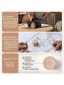 BS6 Portable Bluetooth Speaker: Stereo Sound, Magnetic Stand Design, Waterproof And Dustproof, Long Battery Life, Suitable For Both Indoor And Outdoor Use, Stable Bluetooth Connection, Silver-White.