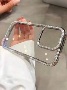 Diamond 1pc Electroplated Rhinestone Shiny & Transparent Phone Case, Compatible With IPhone 17/17 Air/17 Pro/17 Pro Max/16 Pro Max/16/16 Pro/16 Plus/15/15 Pro Max/15 Pro/11/12/13/14 Pro Max/11 Pro/11 Pro Max/12 Pro/12 Pro Max/13 Pro/13 Pro Max/14 Pro/14 Pro Max, Stylish & Creative - Silver - View 19