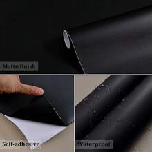 1 Roll Matte Black Peel And Stick Removable Wallpaper, PVC Vinyl Modern Matte Texture Solid Color Self-Adhesive Wall Decal, Suitable For Living Room, Bedroom, Kitchen, Wall Decor, Room Decor And Home Decor Wall Paper Wall Stickers Bedroom Decor