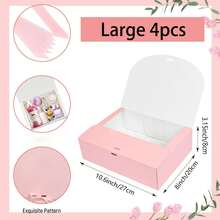 10pcs - Pink Gift Boxes With Lids And Ribbons, Suitable For Bridesmaid Invitation Boxes, Wedding Gift Boxes, Birthday Gift Boxes, Baby Shower Boxes, Valentine's Day Gifts, Etc. - Pink - View 10