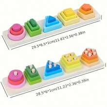 Mainan Susun dan Sortir Bentuk Geometris Kayu STEM: Puzzle Pencocokan Interaktif untuk Anak-Anak - Warna Cerah, Mendorong Pembelajaran STEM, Koordinasi Mata-Tangan, Berpikir Logis, Perkembangan Kognitif dan Kreativitas, Termasuk Lingkaran, Segitiga, Segi Enam dan Bentuk Lainnya, Terlaris di Musim Liburan Eropa 2025, Hadiah Natal yang Sempurna. - MultiWarna - View 9