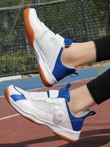 男士羽毛球训练鞋、专业网球鞋、透气耐穿、防滑橡胶外底、排球鞋、乒乓球鞋、壁球鞋 - 白藍 - 查看 6