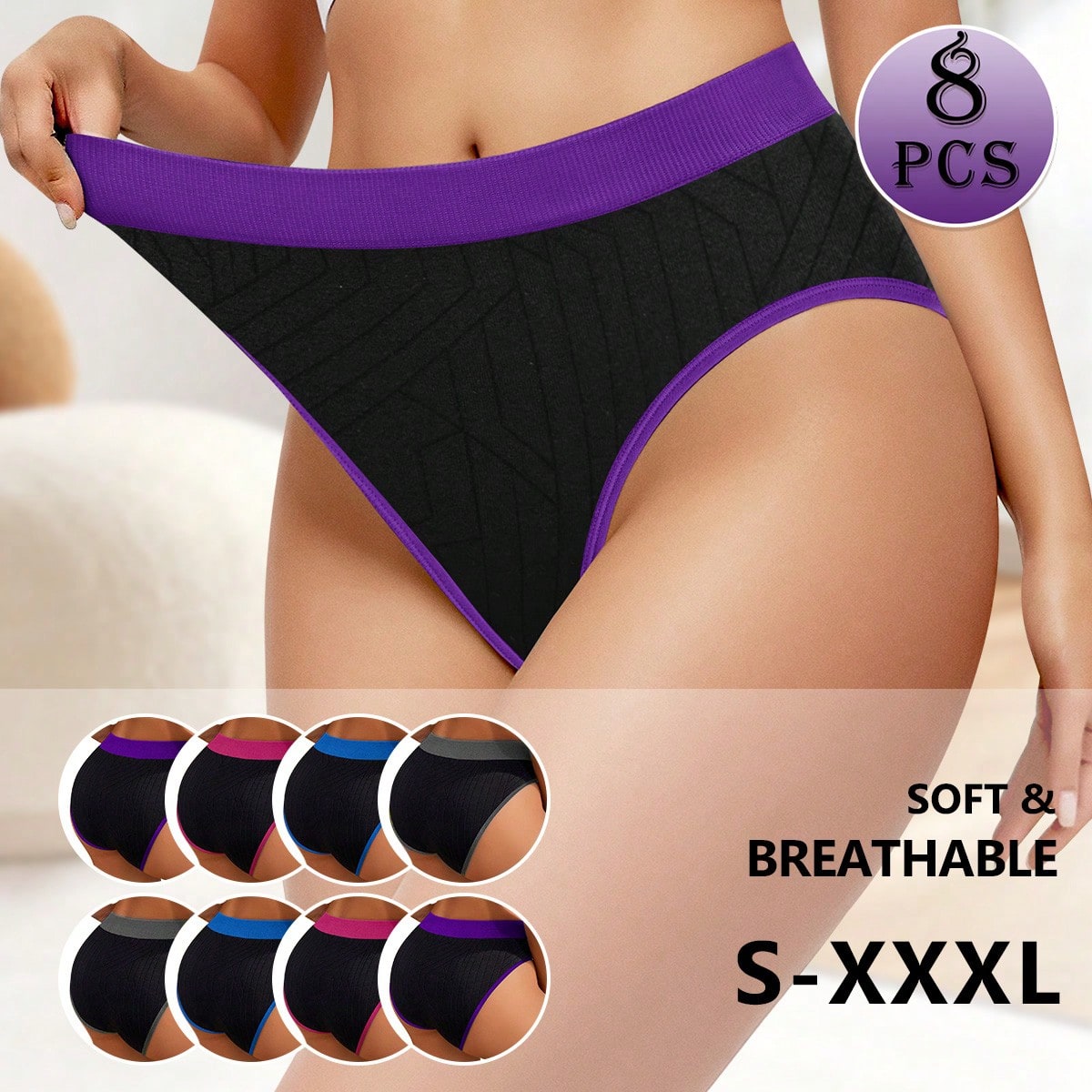 Piezas/paquete Bragas de mujer de cintura baja, con bloques de color, cómodas, suaves, sexys