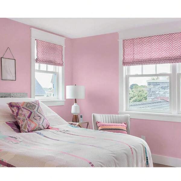 1 rolo de papel contact rosa fosco, autoadesivo, removível, em PVC, fácil de aplicar e remover, ideal para decoração de cozinha, quarto, sala de estar, armários e móveis. Decoração de parede em vinil texturizado, perfeita para ambientes e como arte em paredes.