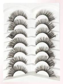 7 Pairs Of Fluffy Artificial Mink Eyelashes Slim False Eyelashes Thick False Eyelashes Curling False Eyelashes 3D Natural False Eyelashes Suitable For Holiday Parties Halloween Christmas False Eyelashes Cat Eye Lashes For Cosplay Manga Various Occasions - Criss Cross lashes - View 3