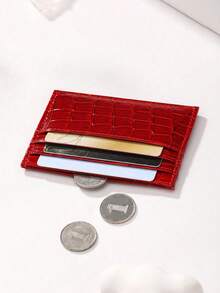 1pc Crocodile Patterned Pu Material Multi Slot Fashionable Card Bag, Wallet, Business Card Holder, Credit Card Bag, Mini Wallet, Card Bag. - Multicolor - View 8
