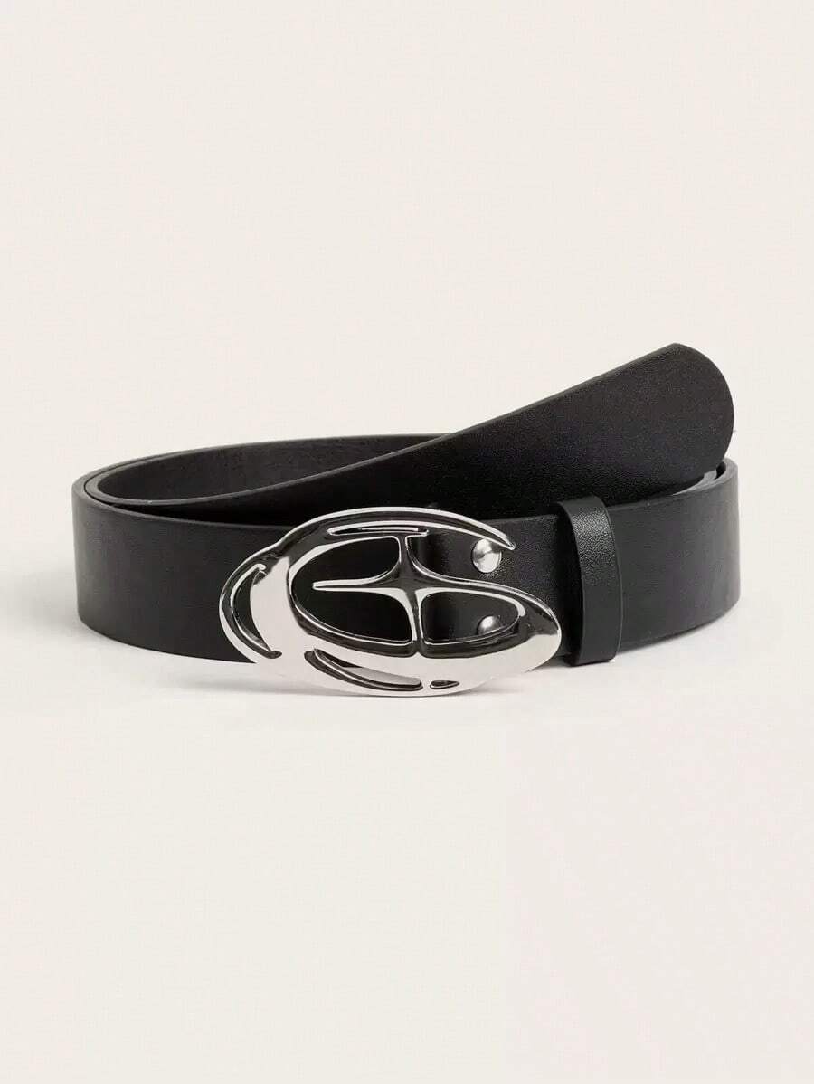 1 Piece Retro INS Style 3D Star Decorative Buckle Black Belt Street Summer, School Autumn, Winter, Halloween, Christmas, Easter, Birthday Gift, Family Gift, Graduation Gift, Back To School Gift, Party Gift, New Year Gift, Valentine's Day Gift, Suitable For School, Company, Workplace, Outdoor, Party, Reunion, Popular Style For Young People - 黑色 - 查看 1