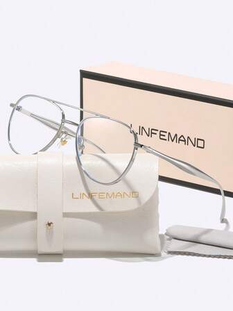  LINFEMAND แว่นตากันแดดเลนส์ใสแบบมีสะพานคู่ สไตล์เรโทรคลาสสิก เครื่องประดับแฟชั่น ยูนิเซกส์ ใส่ได้ทุกวัน ของขวัญสำหรับวันหยุด