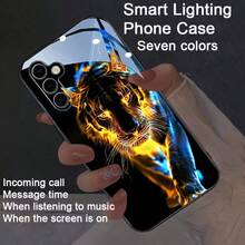 Cool Beast Flame Tiger Pattern Colorful Intelligent Voice Controlled Luminous Phone Case Suitable For S25Ultra/S24Ultra/S22Ultra/S23Ultra/S21Ultra/S20Ultra/S10+/S10/S10 5G/Note20Ultra/Note10+/A55/A54/A53/A52/A35/A34/A32/A25/A73/A15/A56/A42/A14/A13 Fold 7/Fold6/Fold 5 Intelligent Luminous Voice Controlled Phone Case - Night Light Technology, Elegant Daytime Design, Enhanced Nighttime Visibility -1pc - Vàng - Xem 5