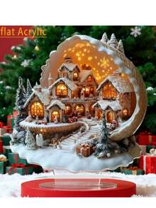 2 Decorazione da tavolo in acrilico a forma di villaggio natalizio - Accento festivo affascinante per casa, caffè o scrivania d'ufficio - Ottima idea regalo