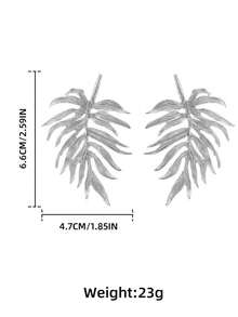 1 Pair New Lightweight Luxury Floral & Palm Leaf Design Minimalist Earrings For Women