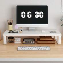 Stable Wood Computer Monitor Stand For Desk Organizer, Anti-Slip Computer Riser Monitor Shelf For PC Laptop Notebook Home & Office (White){Inchcolor_nameinch:InchWhite3.15\InchHeightinch} - White3.15inchHeight - View 1