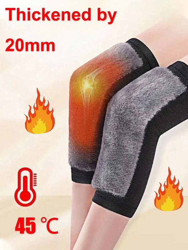 1 Pair Outdoor Winter Knee Pads, Suitable For Women, Men, Elderly, Knee Warmers, Knee Support, Polyester Fiber, Faux Rabbit Fur, Running Knee Pads, Thick Warmth, Windproof, Pull-Up Knee Support, Work, Home, Warm, Gift, Care, Mom, Grandma, Priority, No Shedding Upgraded