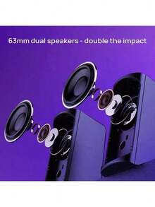 HP DHE6004 Computer Desktop Speaker USB Powered Wired Bluetooth Speaker Stereo Laptop Desktop Gaming Office Speaker - Black - View 3